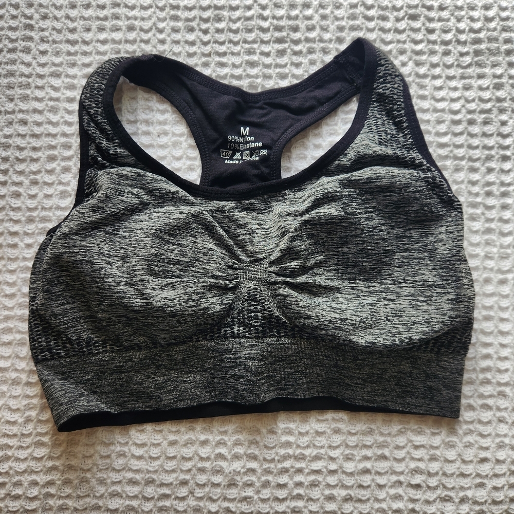 gray black sports bra